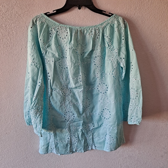 Charter Club Eyelet Light Blue Blouse - Picture 7 of 7